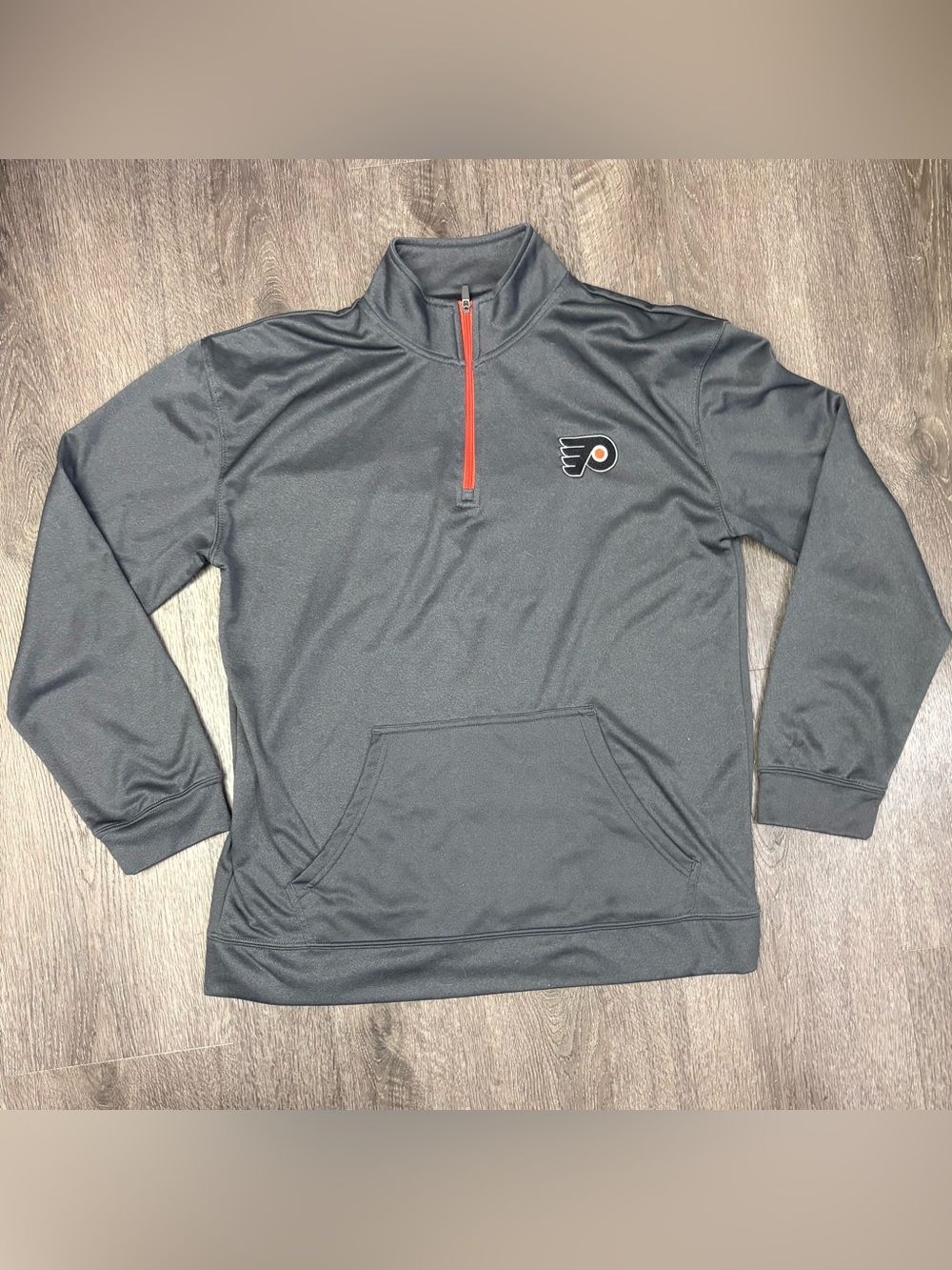 Philadelphia Flyers Mens Large* Gray 1/4 Zip Long Sleeve Pullover Fleece Lined